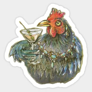 Martini Drinking Chicken Sticker